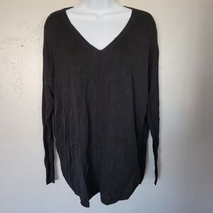 Chelsea28 Women's XS Oversized Black Long Sleeve Cashmere Blend Sweater V-neck